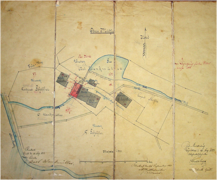 Lageplan obere Mhle von 1883